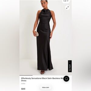 Lulu's Black Satin Maxi Dress